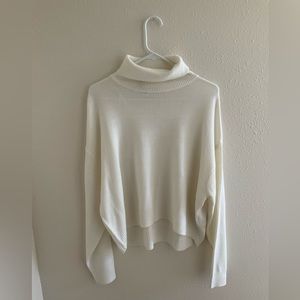 NWOT~ Divided Oversized White Turtleneck Sweater, Women’s Large—Cropped front